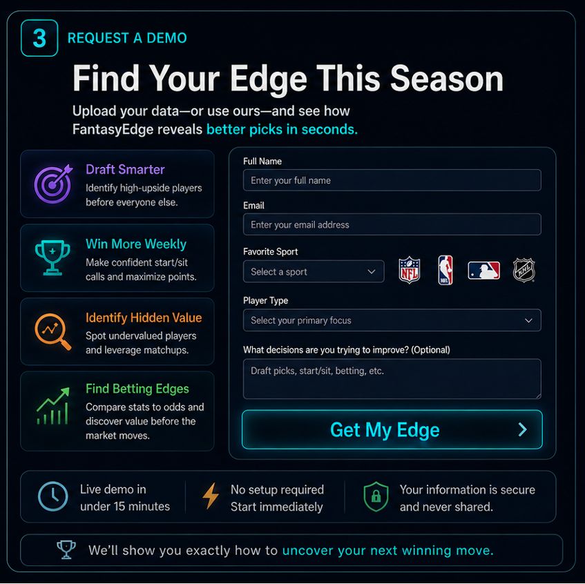 Find Your Edge This Season. Request a demo.